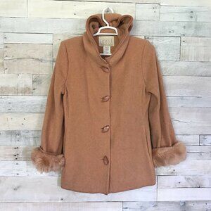 Lundstrom Laparka Orange Wool Blend Hooded Coat Jacket 8